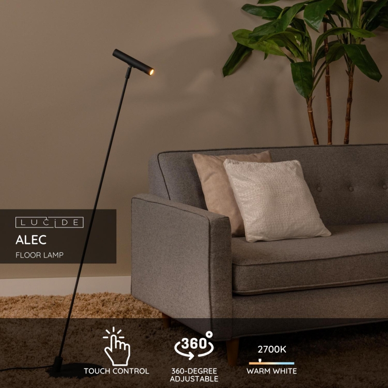 Lucide ALEC - Stojacia lampa - LED - G9 - 1x3W 2700K - Vrátane vymeniteľných tienidiel - Čierna